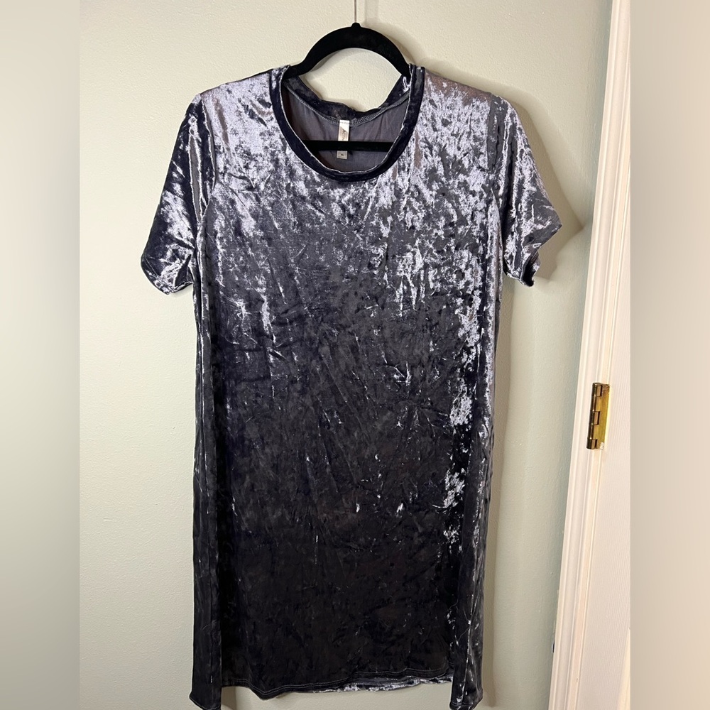Acting Pro Shimmering Silver Velvet Mini Dress